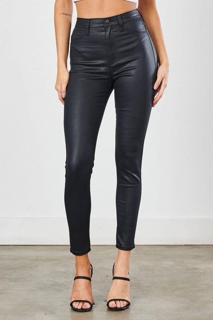 western boho boutique black coated skinny jeans