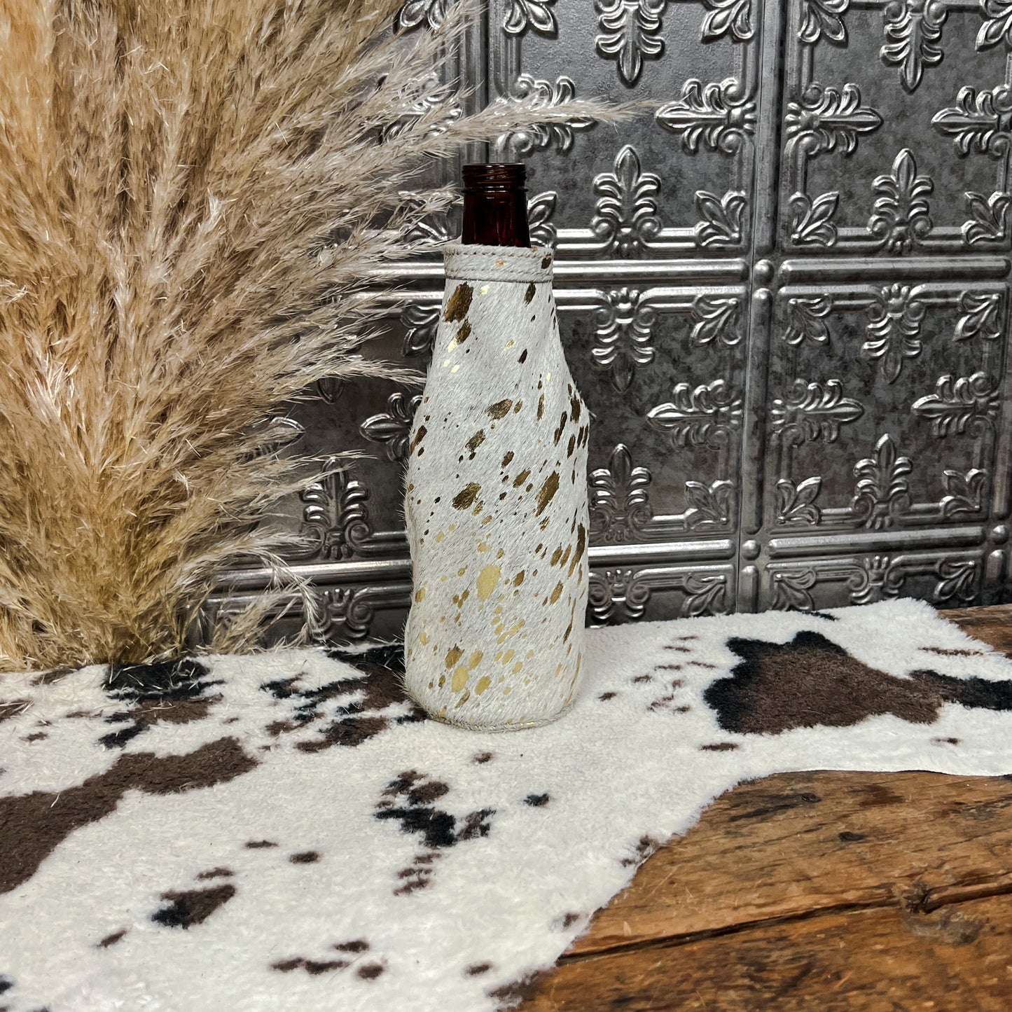 cowhide western bottle cooler sleeve western boho boutique