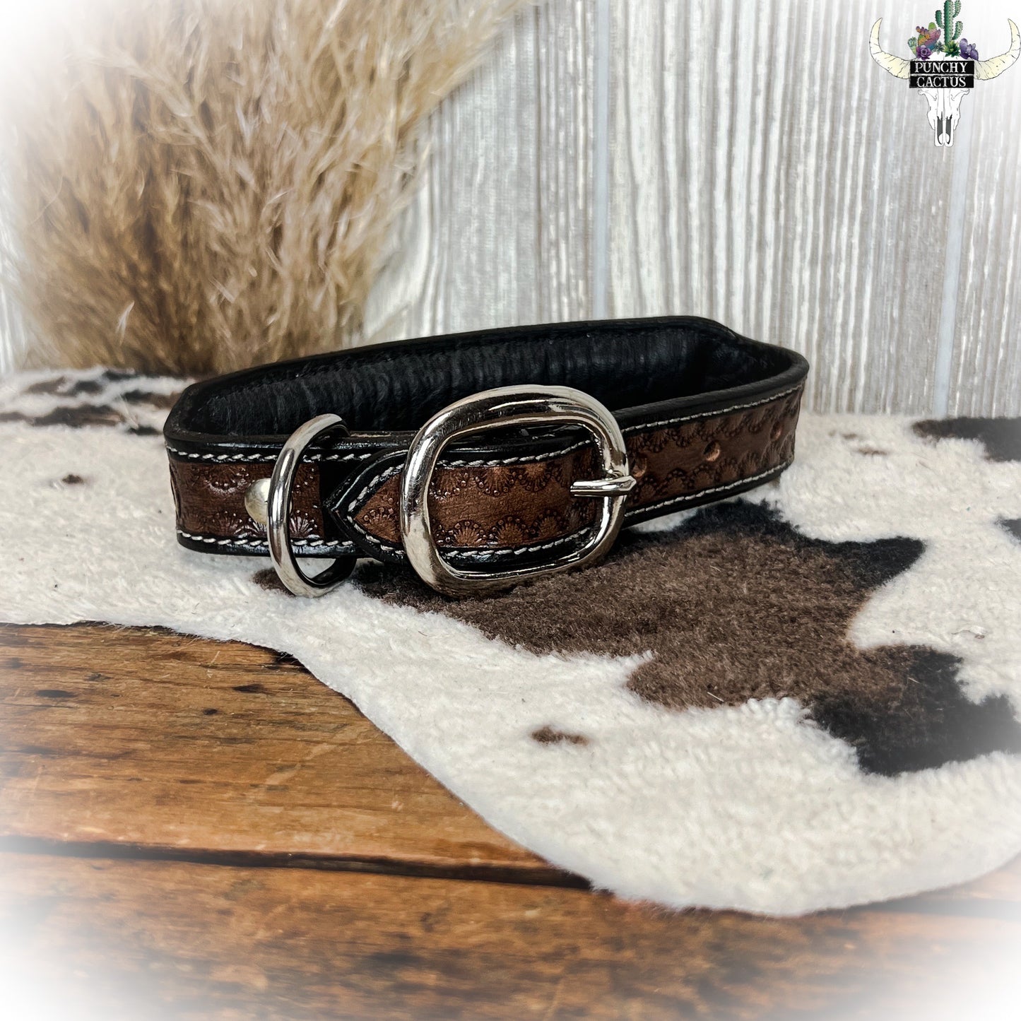Sunflower Leather Dog Collar