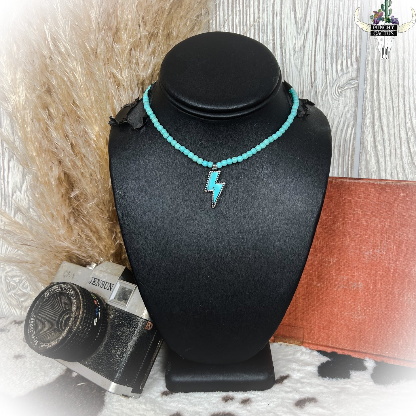 z-Lightning Bolt Choker Necklace - Turquoise