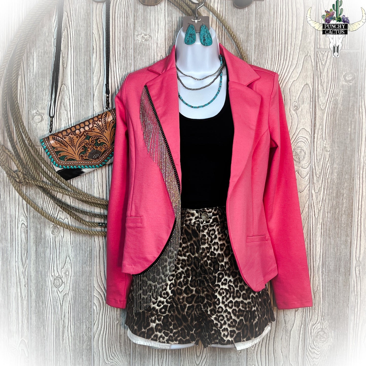 Hot Pink Fringe Blazer