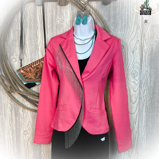 Hot Pink Fringe Blazer