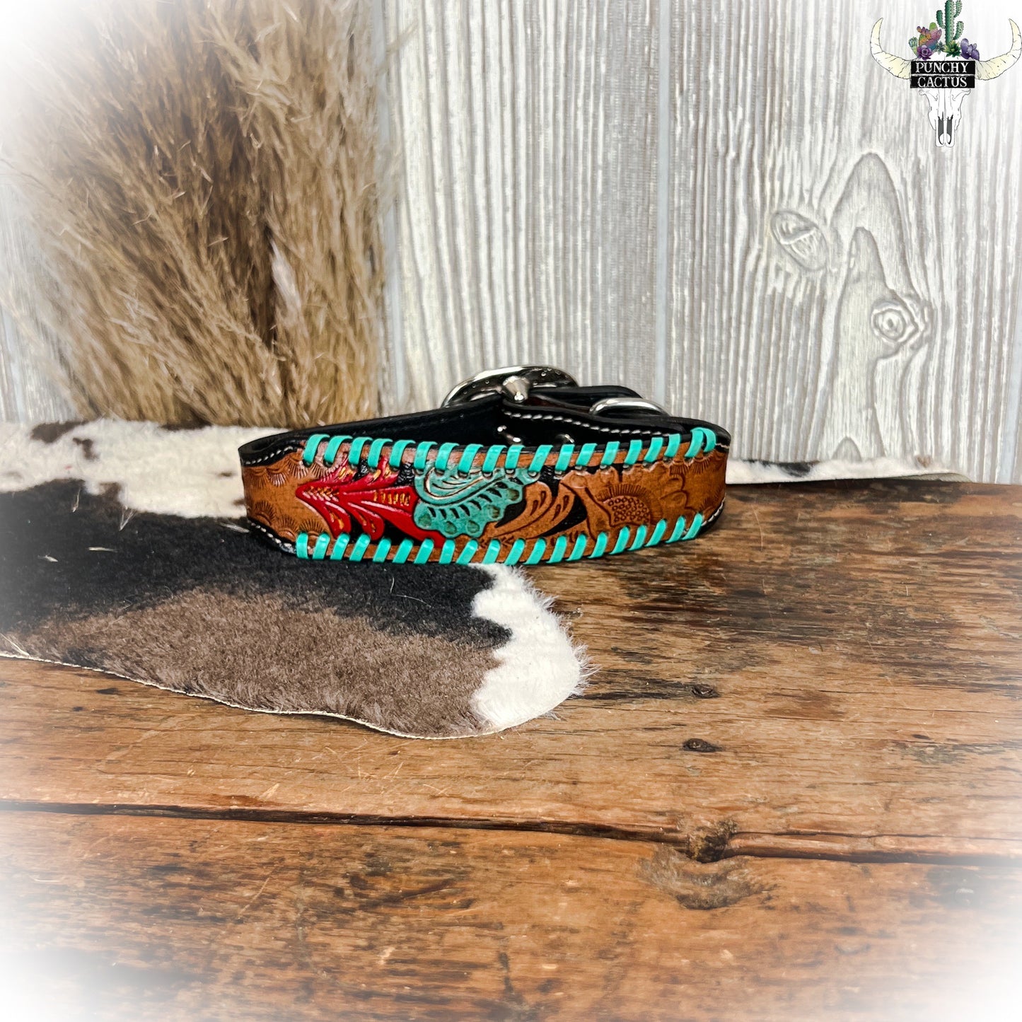 Full Bloom Leather Dog Collar
