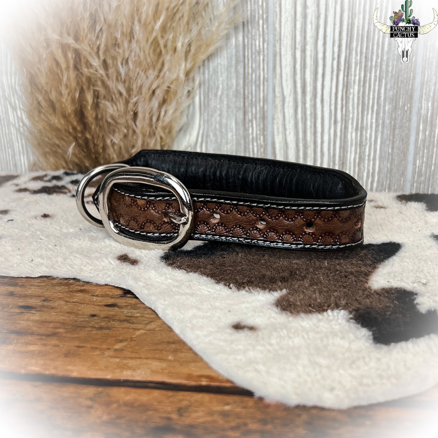 Sunflower Leather Dog Collar