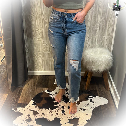 High Rise Straight Cropped Jeans