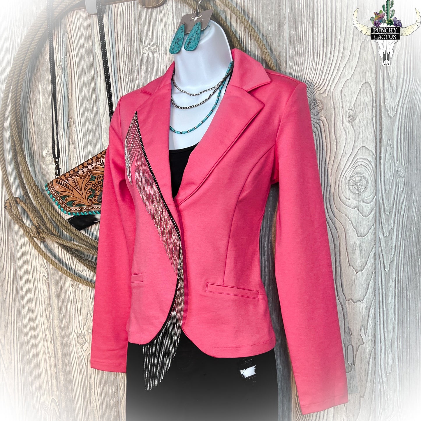Hot Pink Fringe Blazer