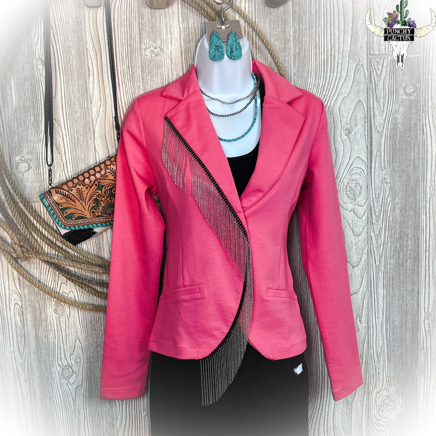 Hot Pink Fringe Blazer