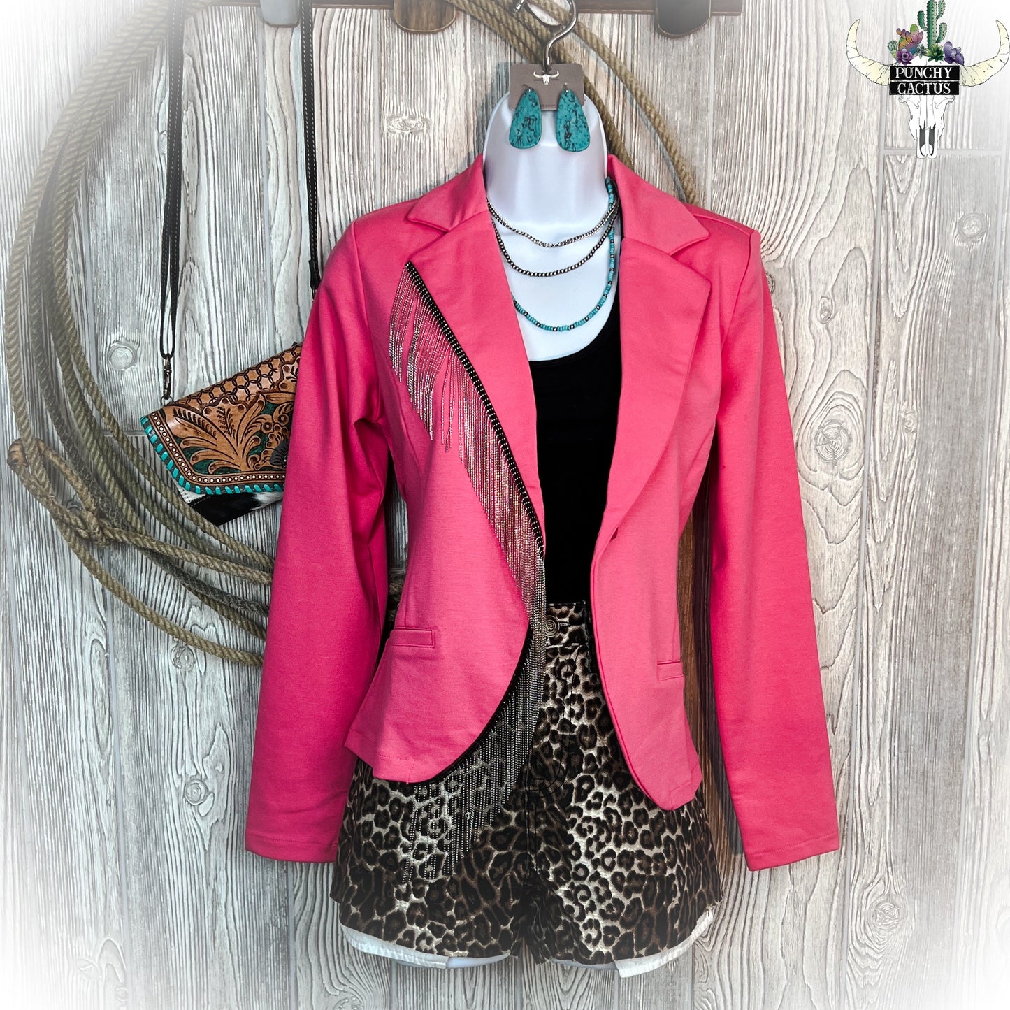 Hot Pink Fringe Blazer