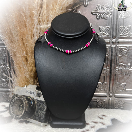 Bad Habits Choker Necklace - Hot Pink