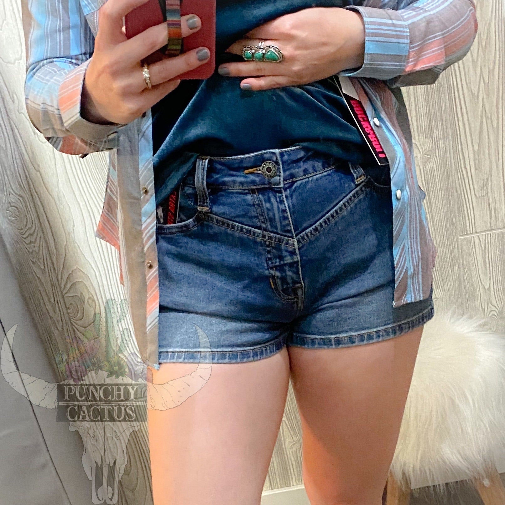 Outlaw Babe Denim Shorts - Rock & Roll - Punchy Cactus