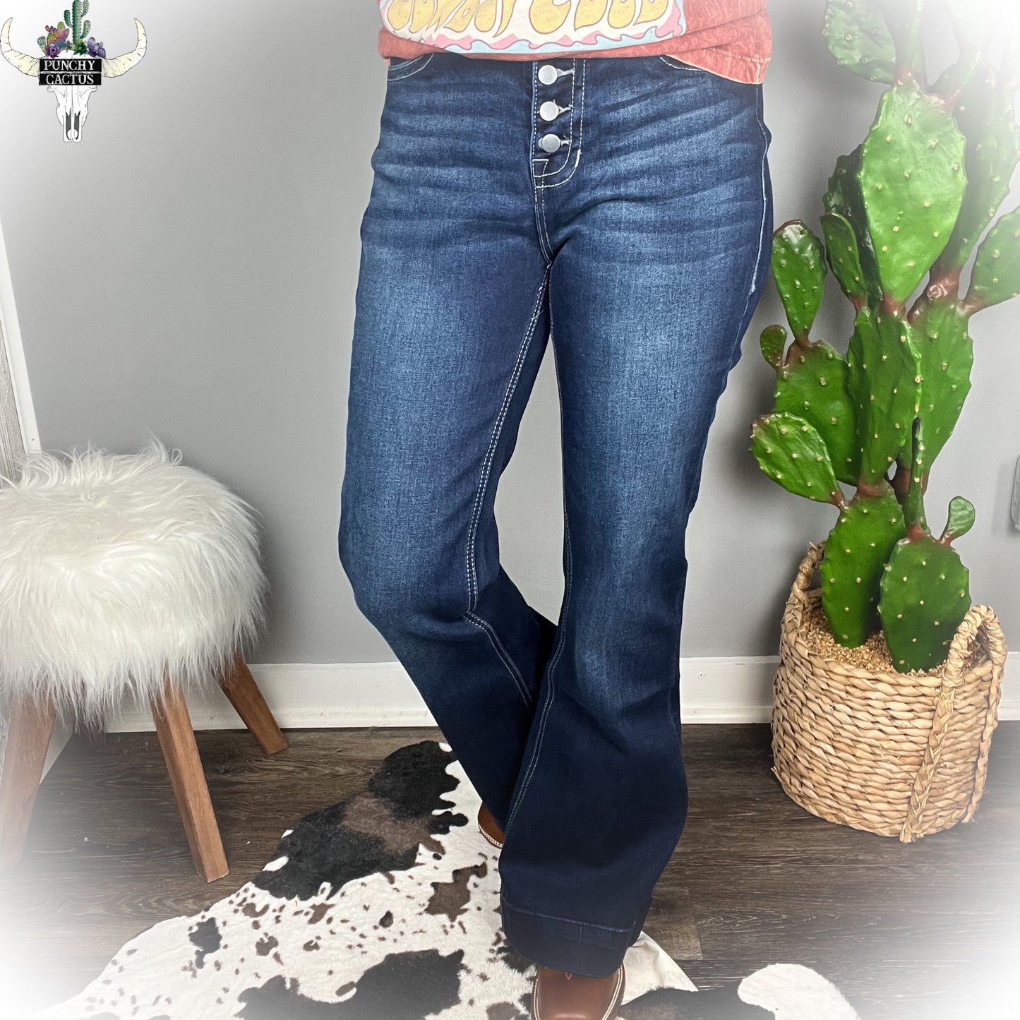 High Rise Button Fly Trouser