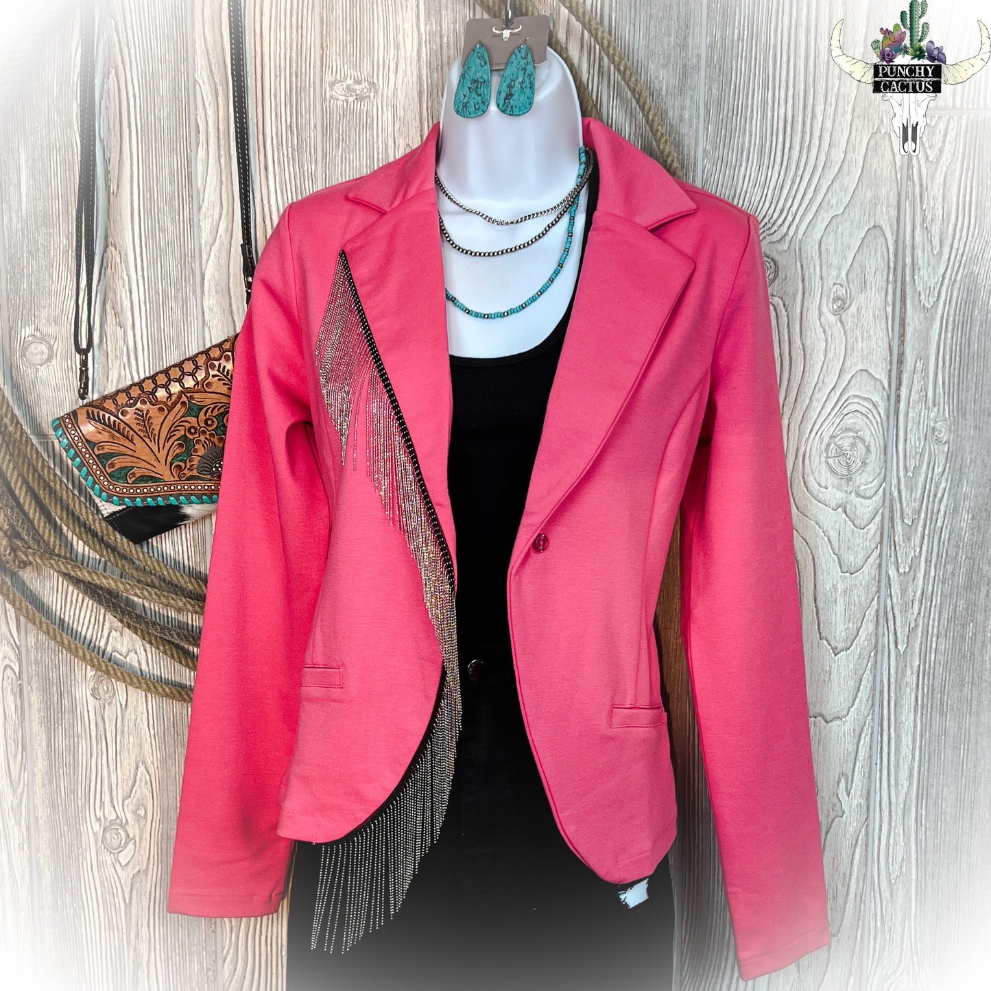 Hot Pink Fringe Blazer