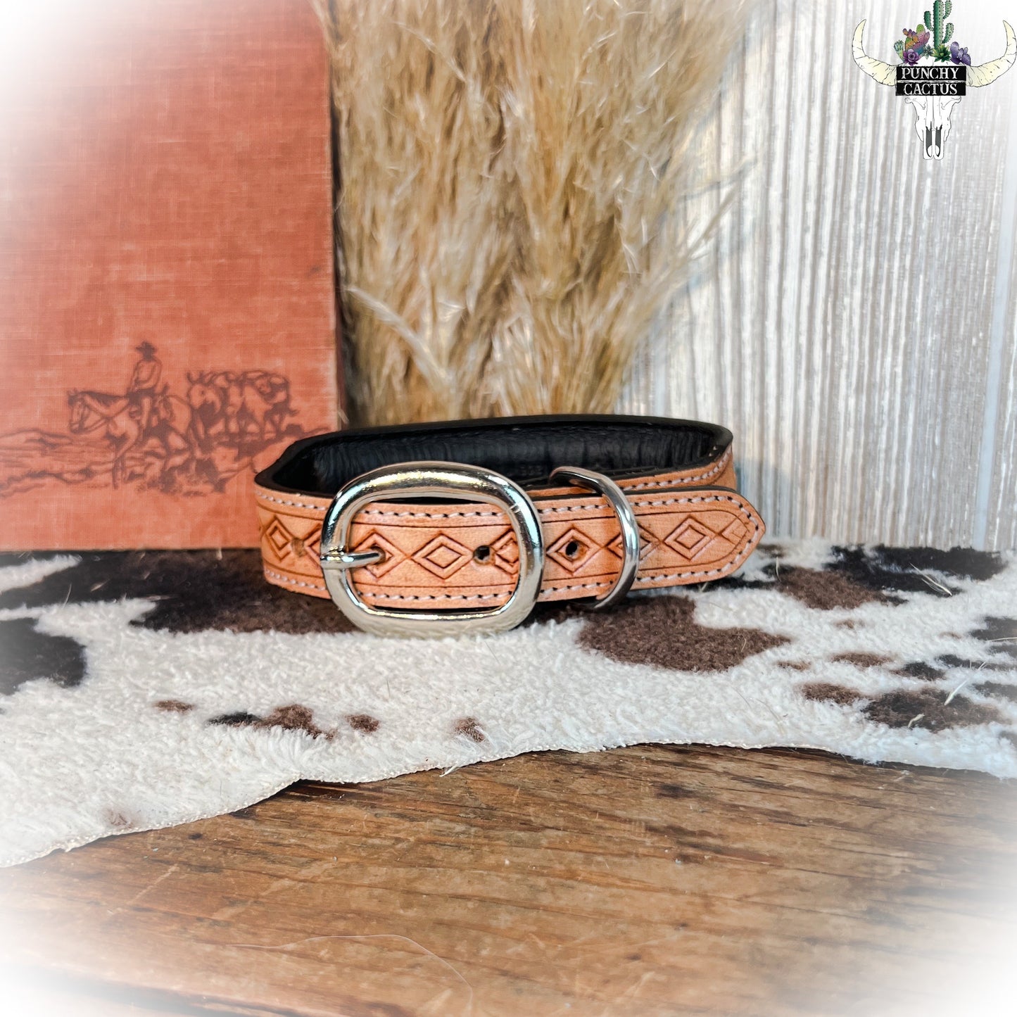 Beaded Leather Dog Collar