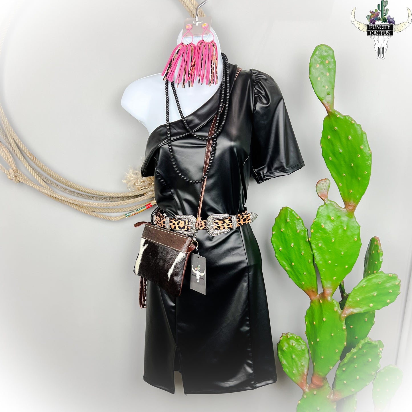 Black Faux Leather Dress