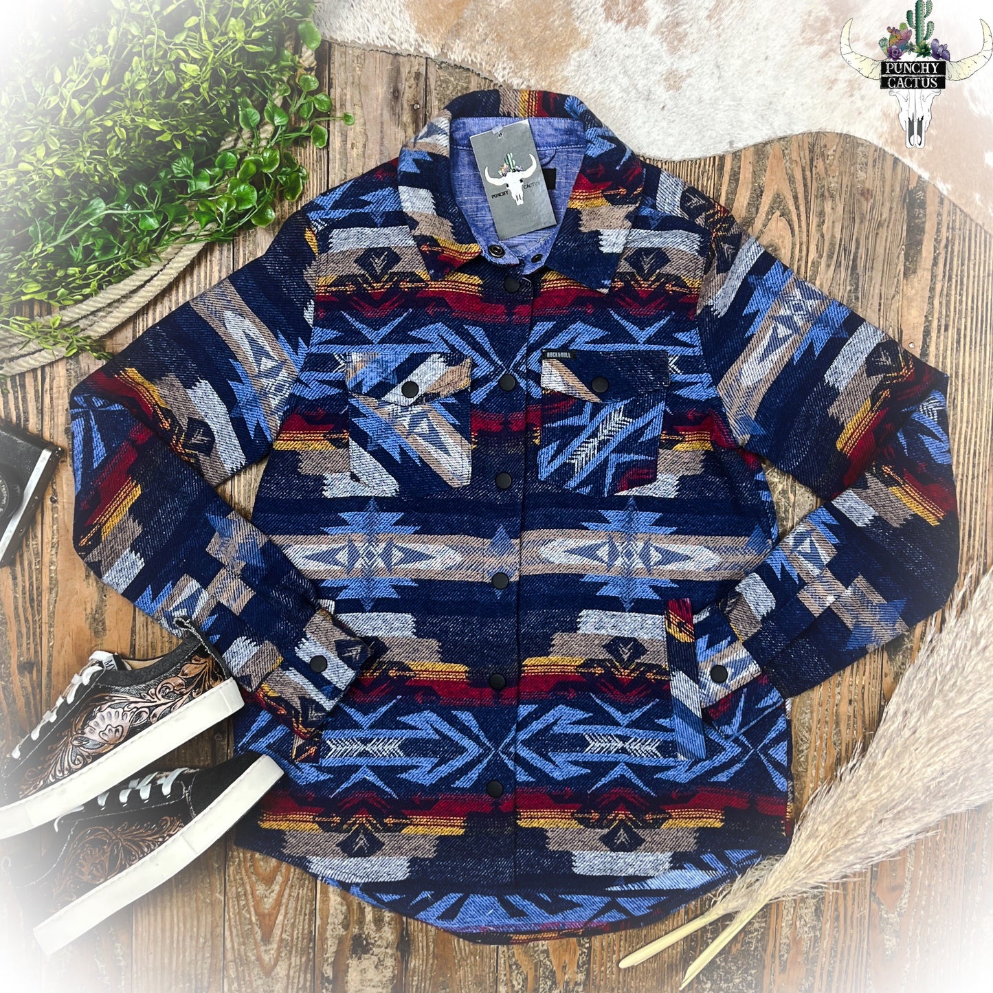 Aztec Shacket - Indigo