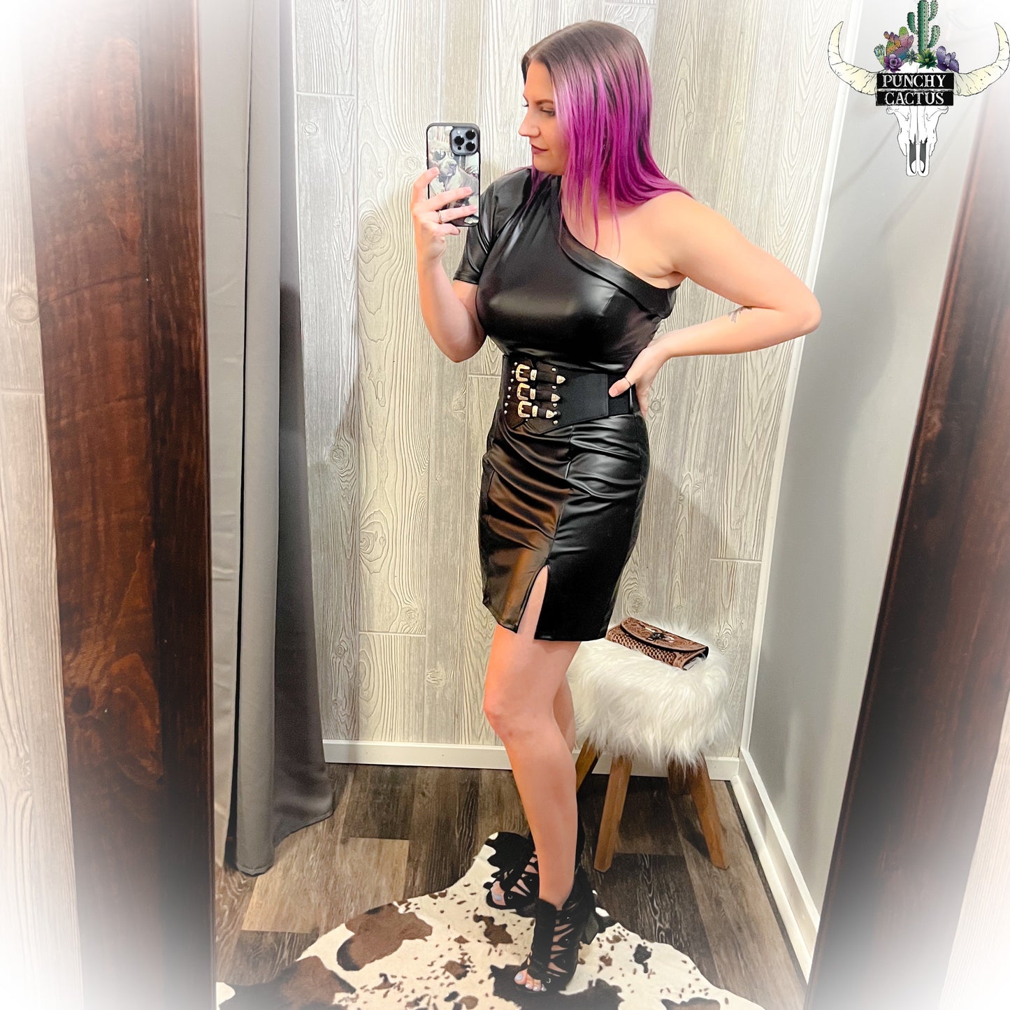 Black Faux Leather Dress