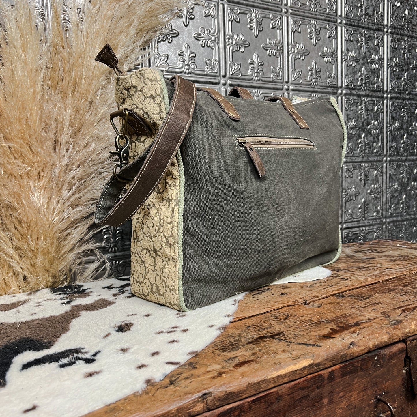 cactus canvas style tote purse western boho boutique