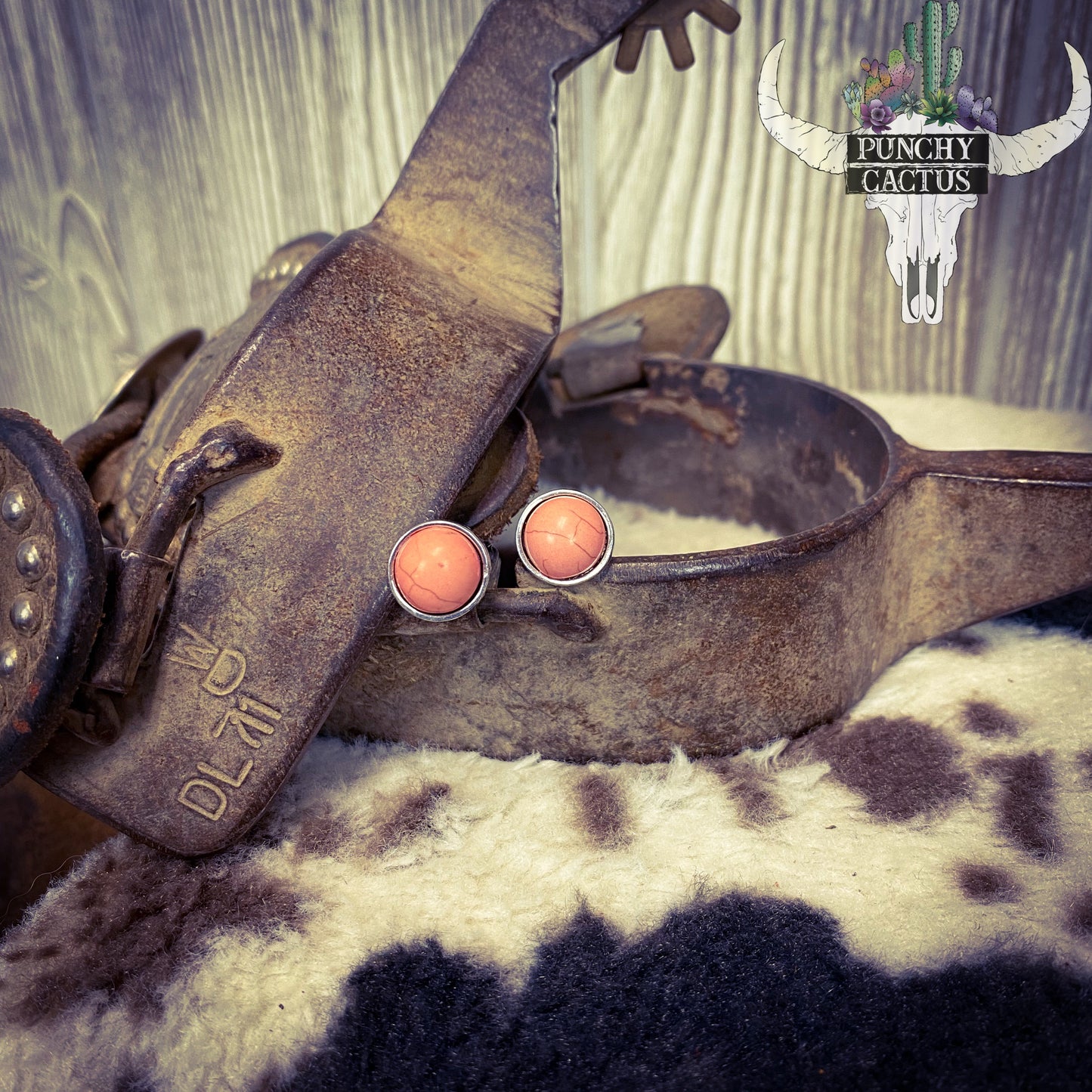 western coral stud earrings