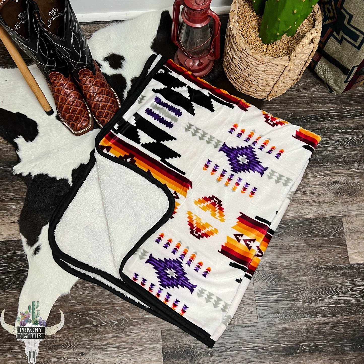 western aztec tribal print soft fleece sherpa large blanket