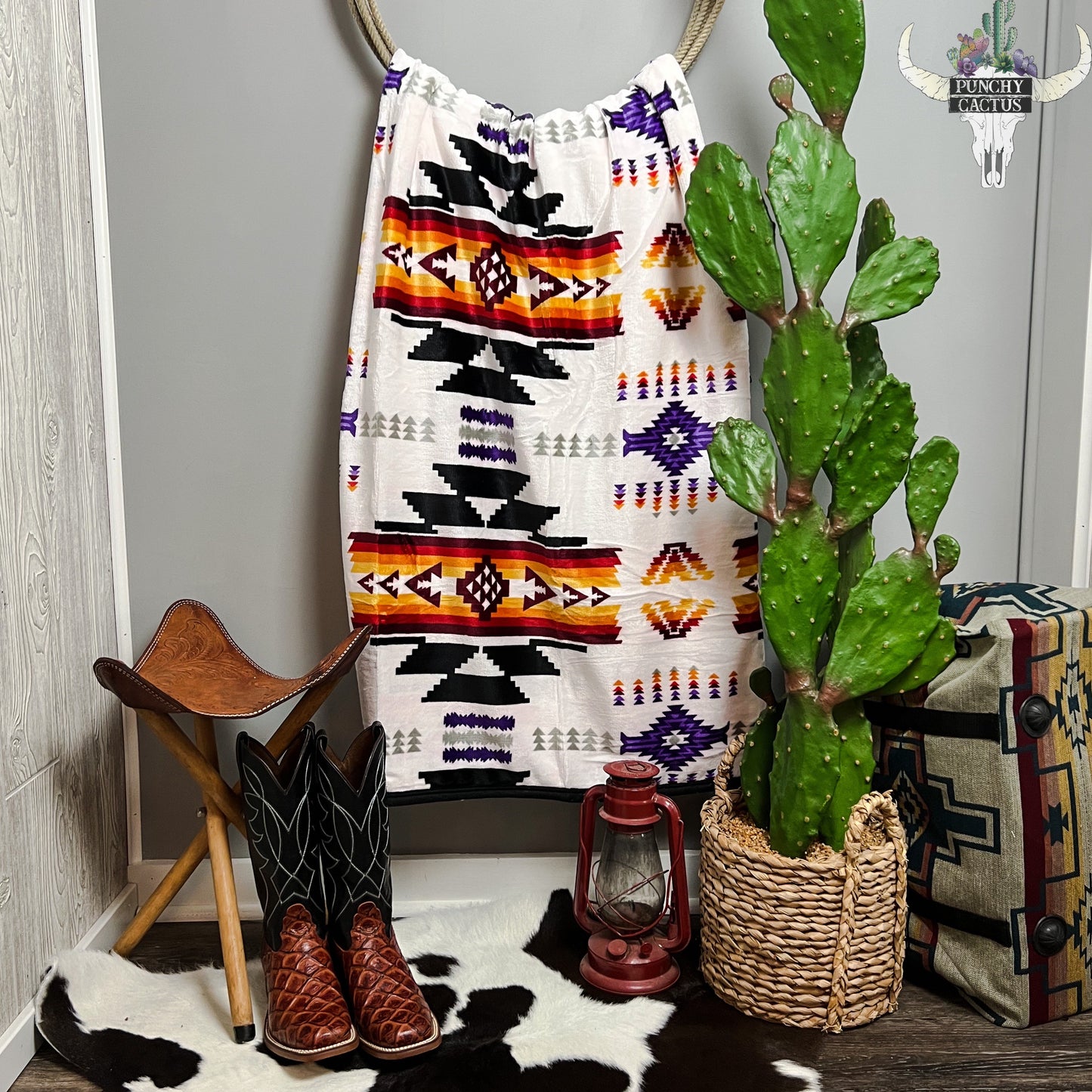 western aztec tribal print soft fleece sherpa large blanket