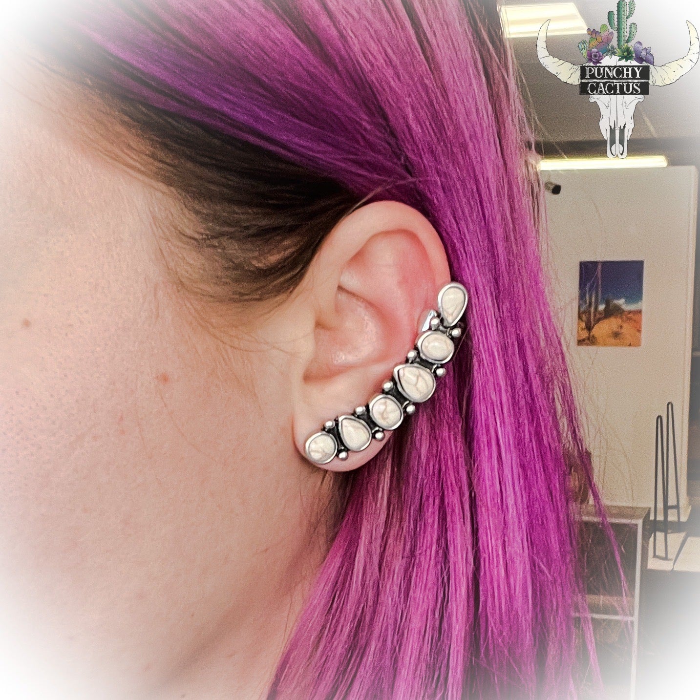 western boutique - western ear crawler earring white - western jewlery