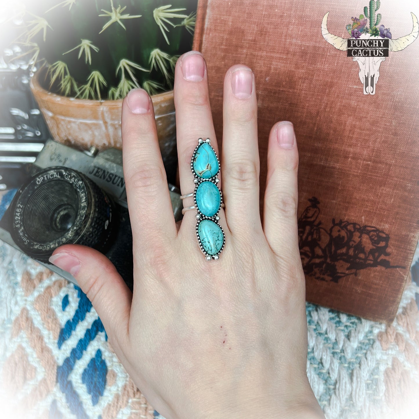 western boutique natural stone turquoise ring
