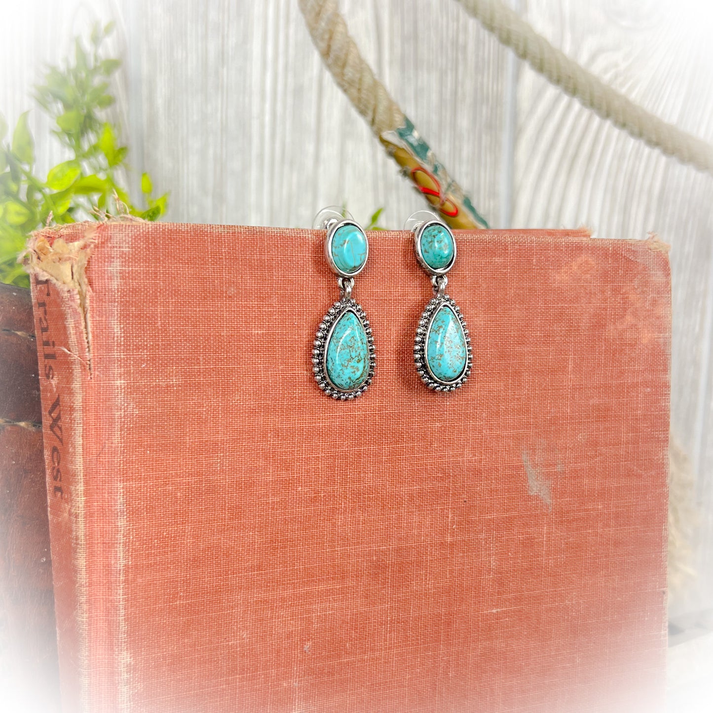 Western Turquoise Teardrop Earrings