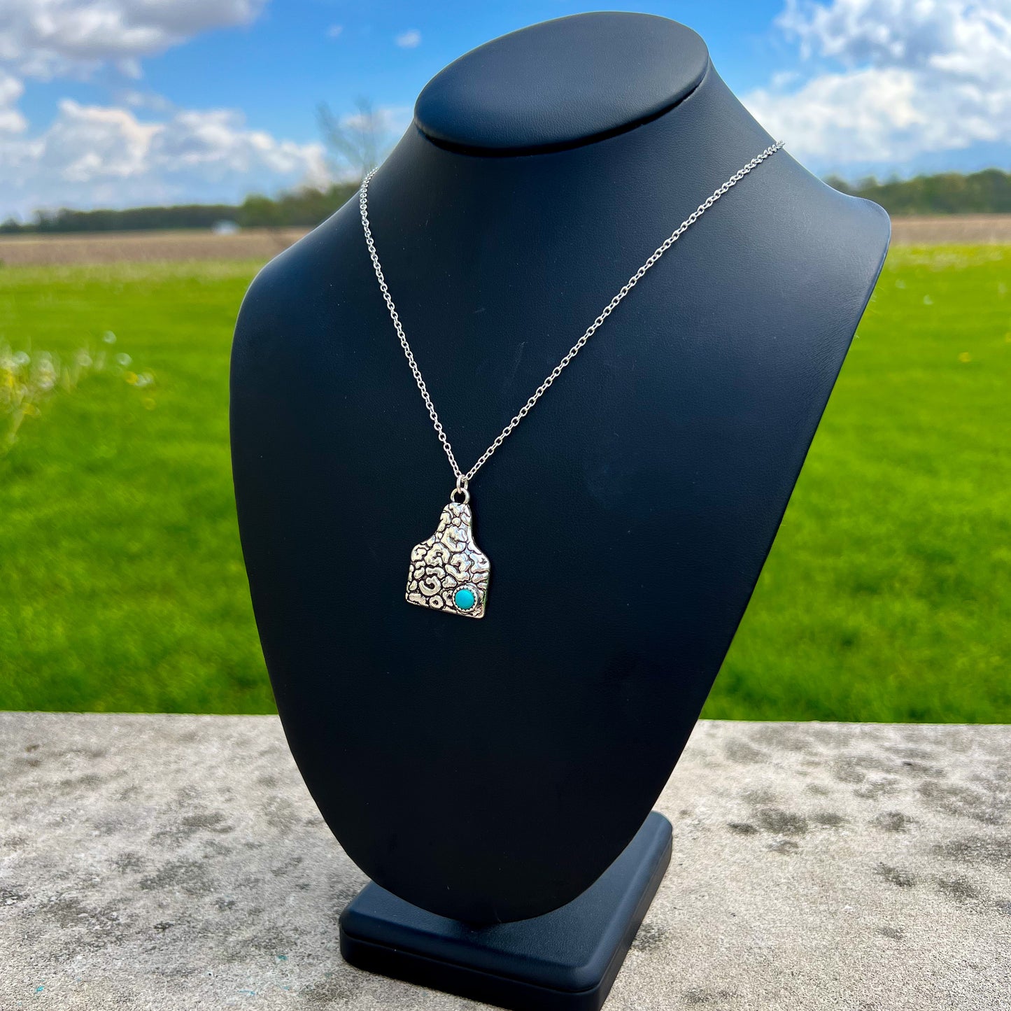 Cheetah Cow Tag Turquoise Necklace – Western Statement Jewelry