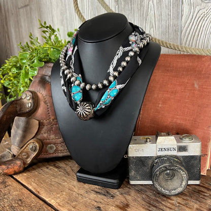 Western Scarf Necklace – Black & Turquoise