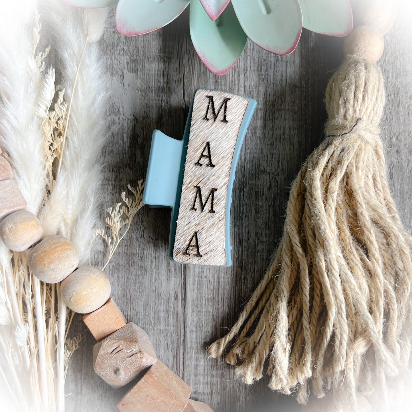 Mama Western Cowhide Claw Clips