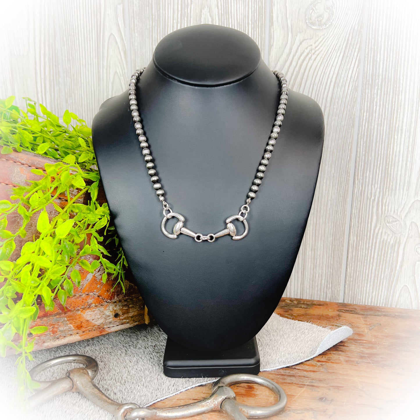Western Broken Horse Bit Necklace - Silver