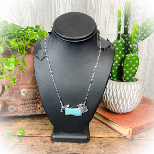 Hold Your Cards Necklace - Turquoise