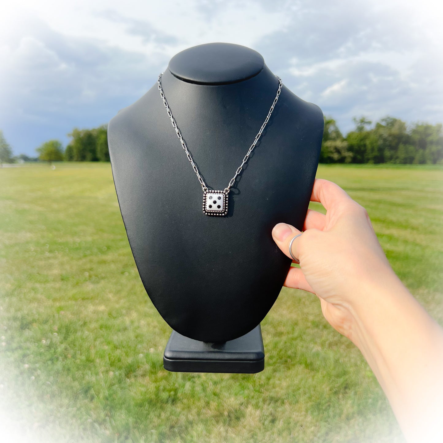 Lucky Five Dice Necklace - White