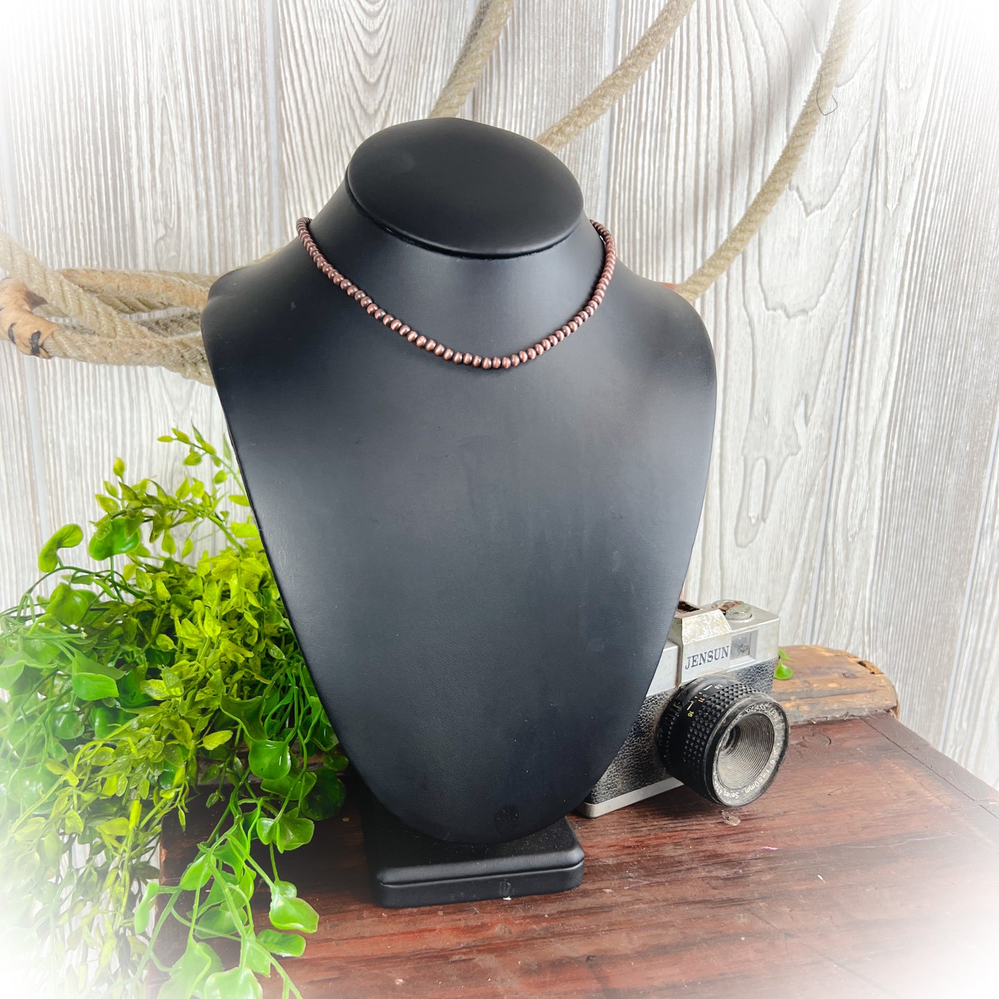 Rebel Cowgirl Navajo Style Pearl Necklace - 4mm - 16" - Bronze