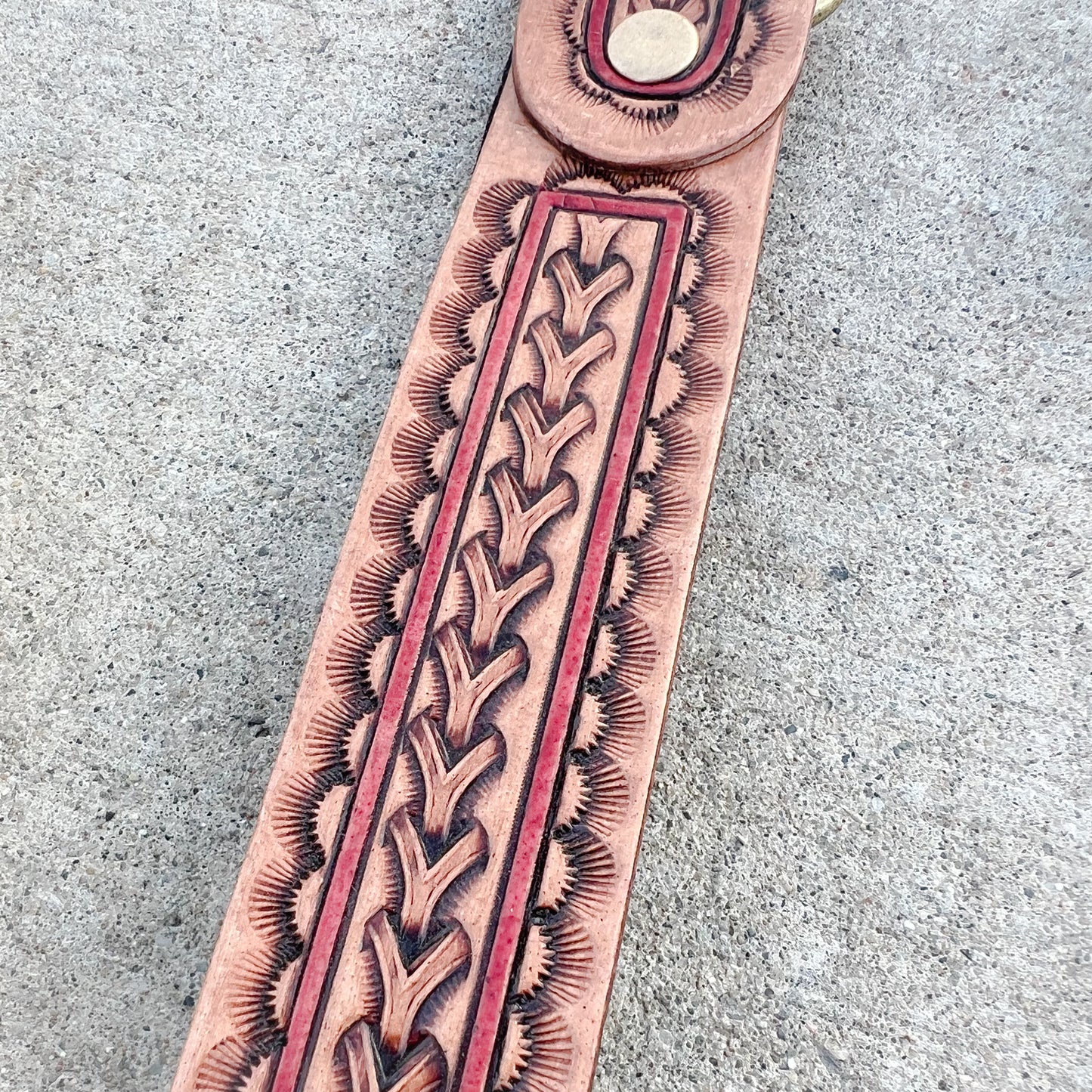 Bronco Tooled Leather Keychain