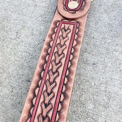 Bronco Tooled Leather Keychain