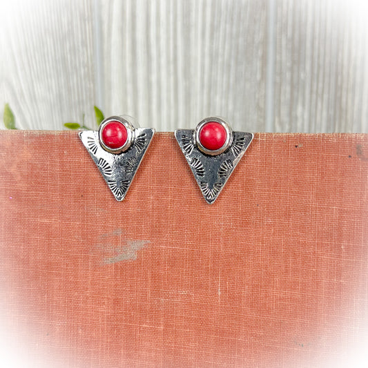 Arrowhead Stud Earrings - Red