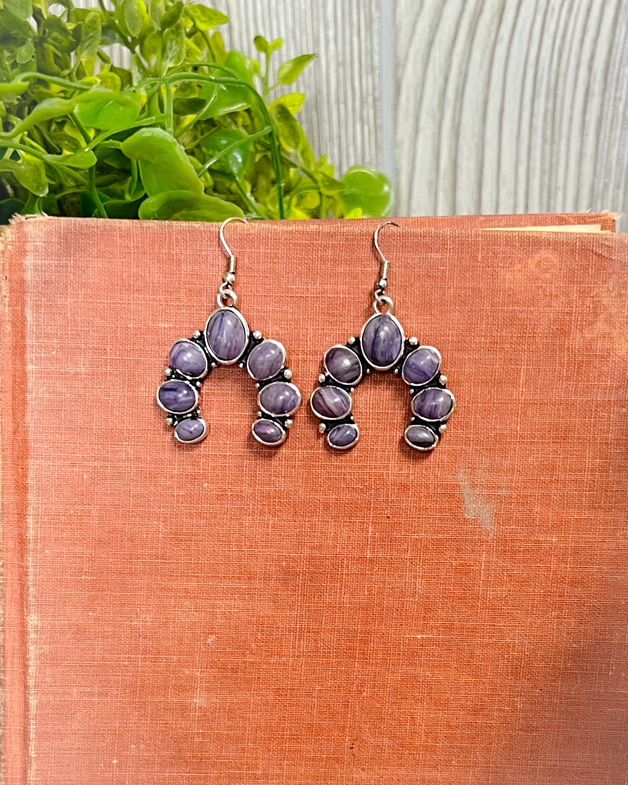 Squash Blossom Dangle Earrings - Purple