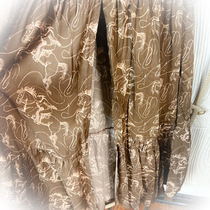 Cowgirl Rider Tiered Western Dress – Brown