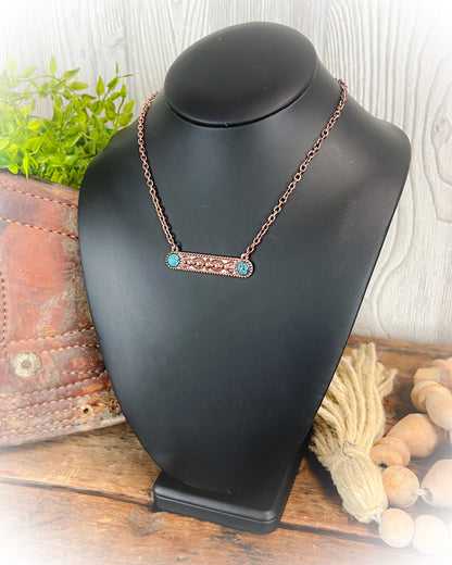 Concho Iron Bar Necklace - Bronze