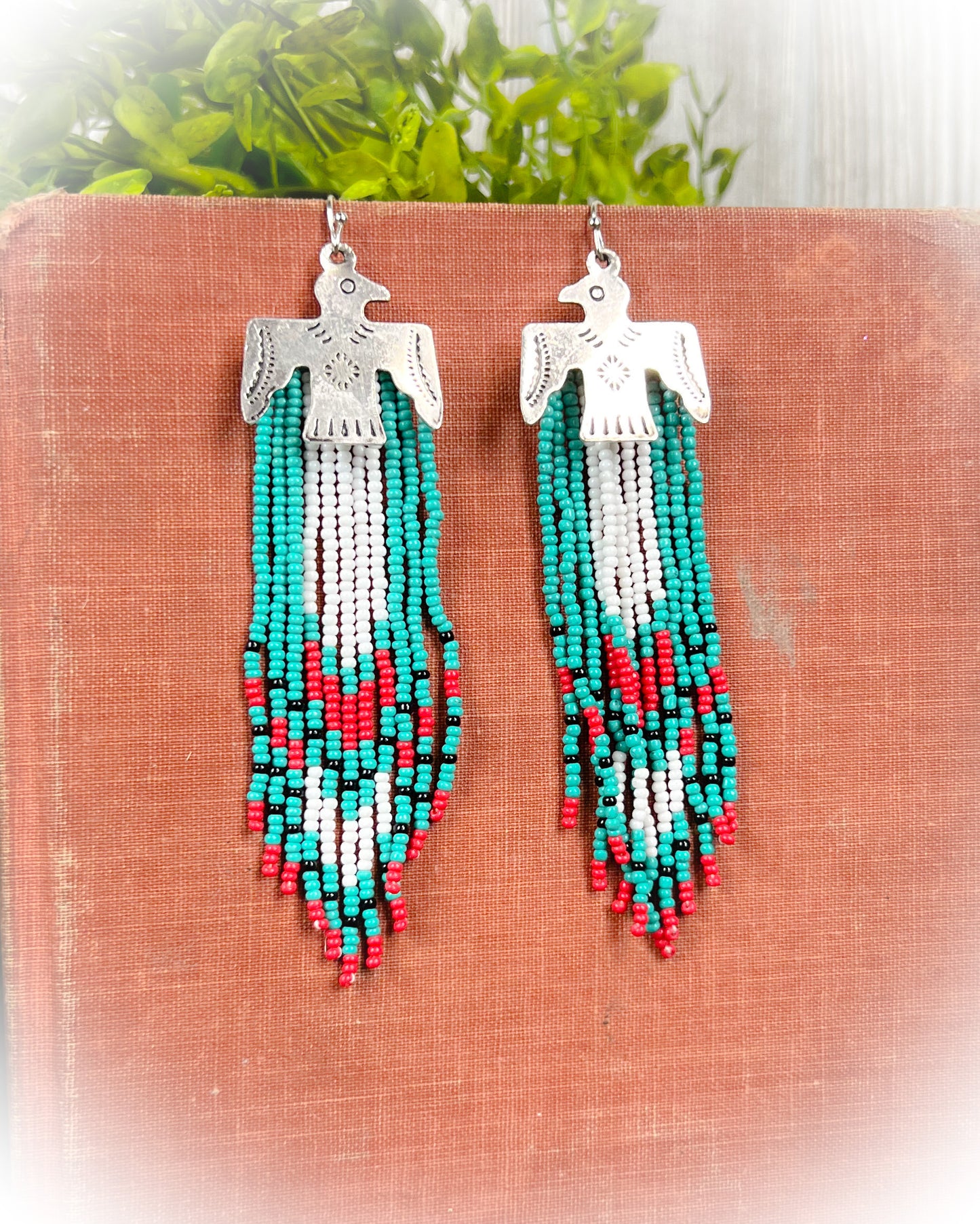 Thunderbird Beaded Earrings - Turquoise