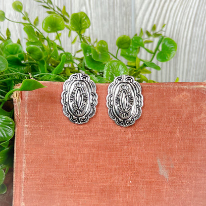 Again Western Textured Stud Earrings