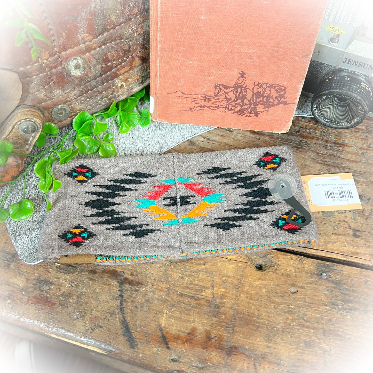 Soft Aztec Winter Headband - Taupe