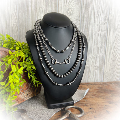 Layered Western Horse Bit Necklace – Faux Navajo Pearls | 4-Layer Statement Necklace