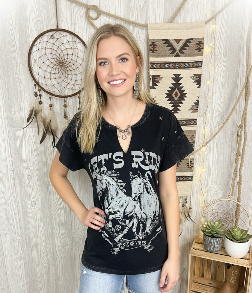 Let’s Ride Western Star Stud Graphic Tee