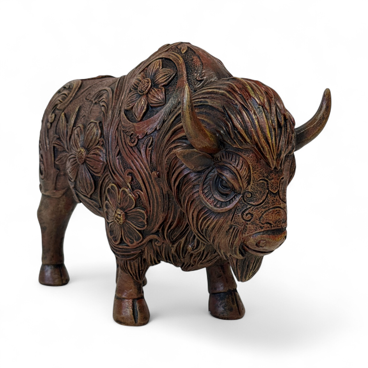 TOOLED FLOWER BISON BROWN