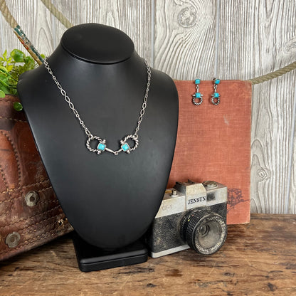 Western Rope Horse Bit Necklace Set – Turquoise