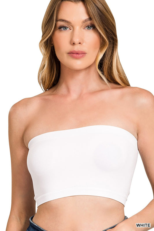 Bri Seamless Bandeau Tube Top for Women Strapless Bra Top Soft Stretch Fitted Basic One Size Punchy Cactus