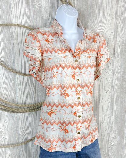 Rustling Rodeo Flutter Sleeve Top – Western Modest Blouse