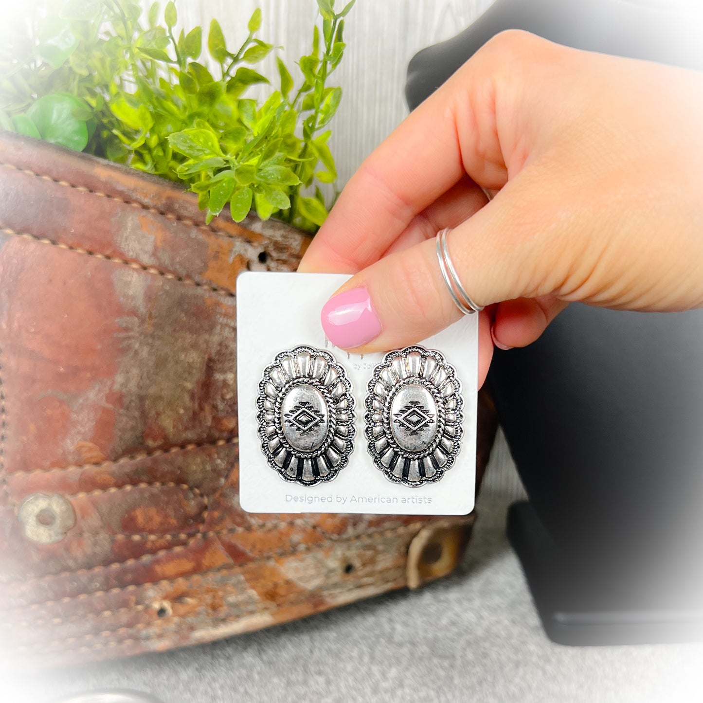 Rancher’s Wife Western Statement Stud Earrings | Aztec Concho Western Studs